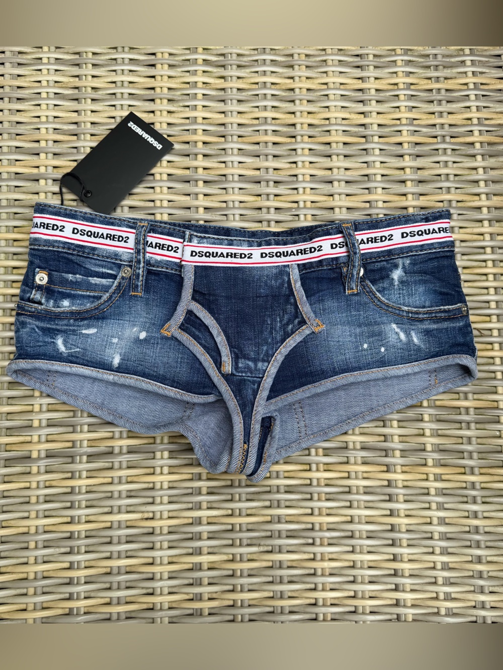 NWT Dsquared2 Micro Mini Denim Shorts 38 2 Hot Pants